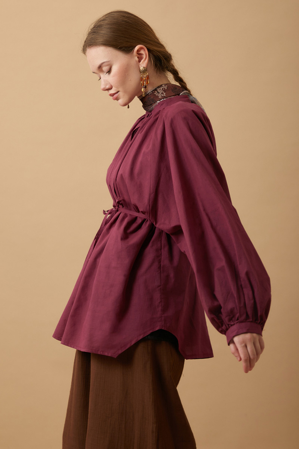 Loose Fit Voile Shirt Burgundy - 8