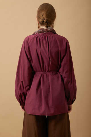 Loose Fit Voile Shirt Burgundy - 10