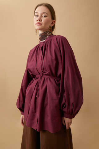 Loose Fit Voile Shirt Burgundy - 1