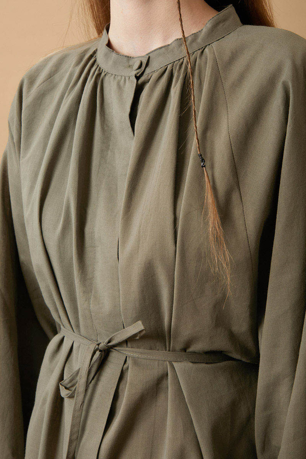 Loose Fit Voile Shirt Khaki - 7