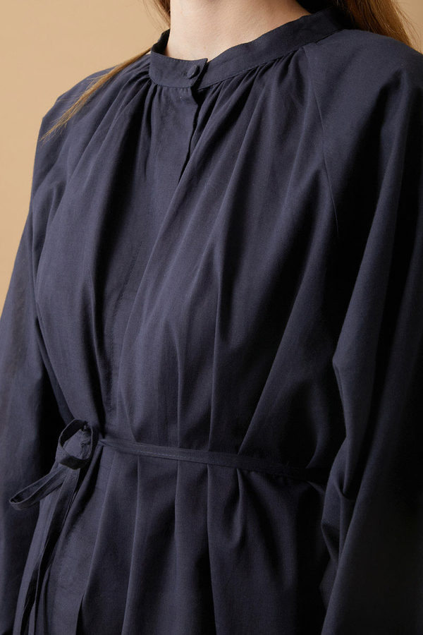 Loose Fit Voile Shirt Navy Blue - 2