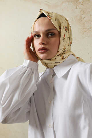 Lotus Desenli Şal Camel - 2