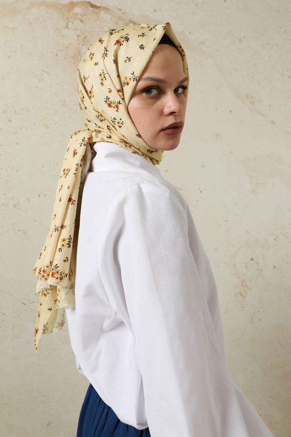 Lotus Desenli Şal Camel - 3