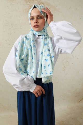 Lotus Desenli Şal Mavi - 1