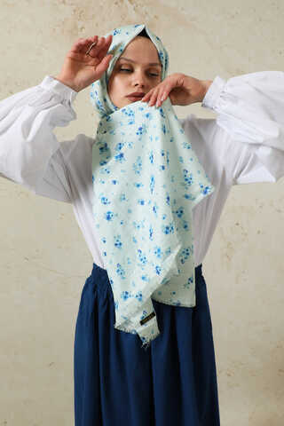 Lotus Desenli Şal Mavi - 3