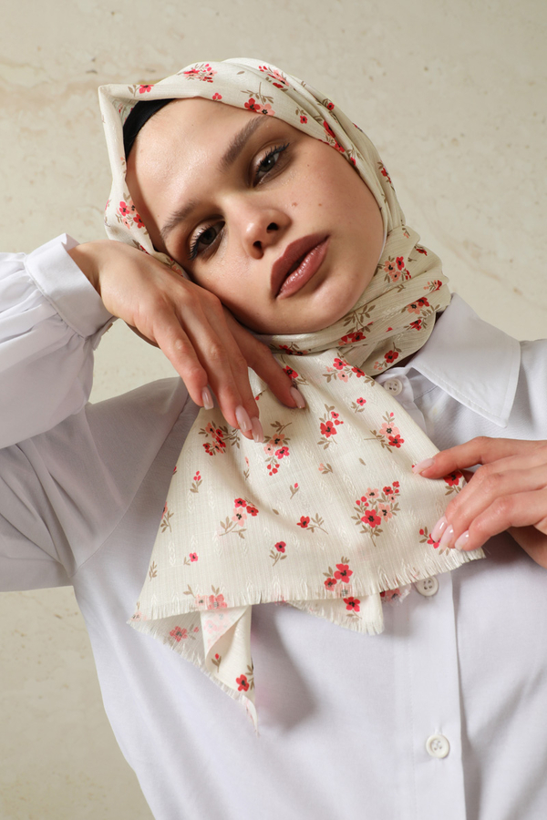 Lotus Desenli Şal Pembe - 1