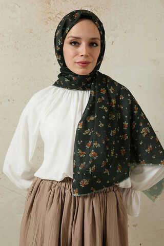 Lotus Desenli Şal Siyah - 1