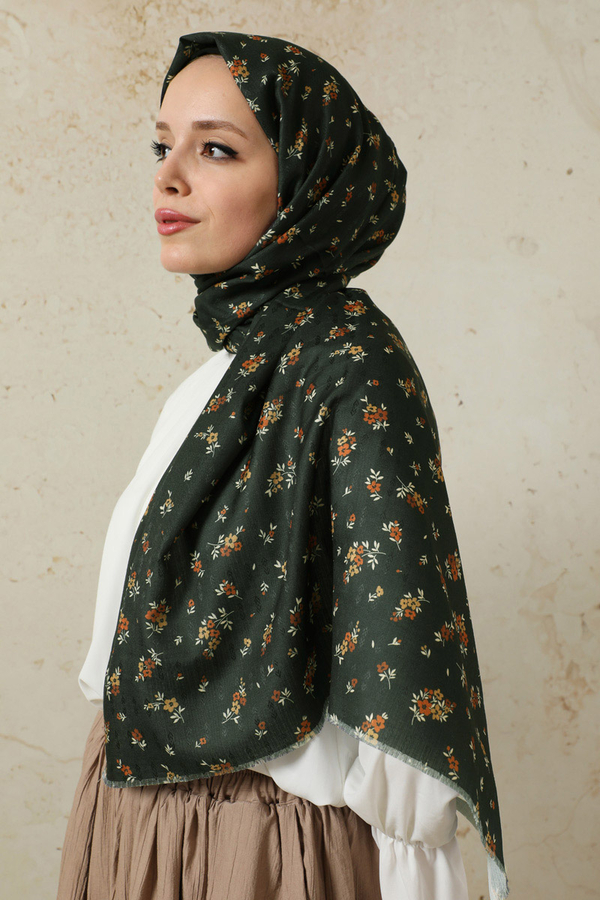 Lotus Desenli Şal Siyah - 4