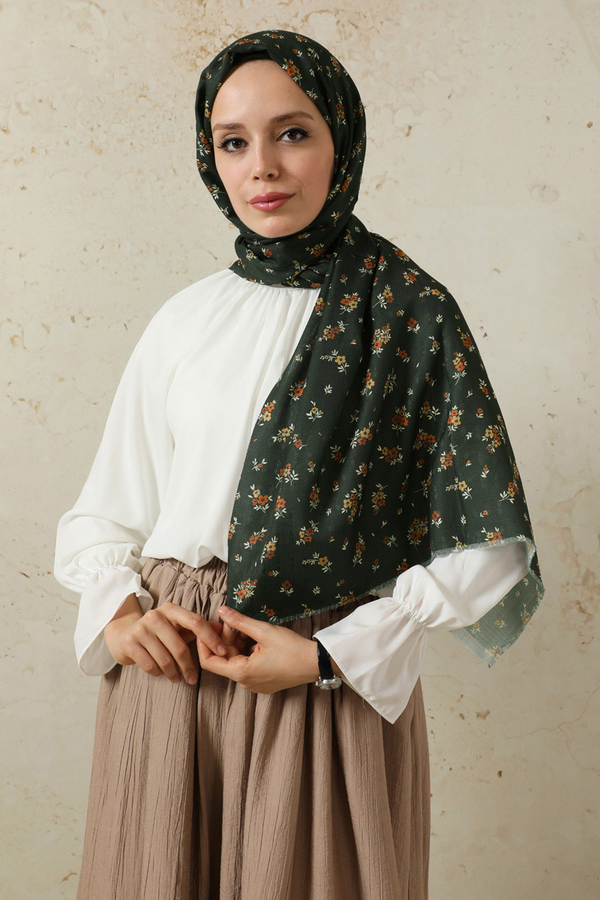 Lotus Desenli Şal Siyah - 3