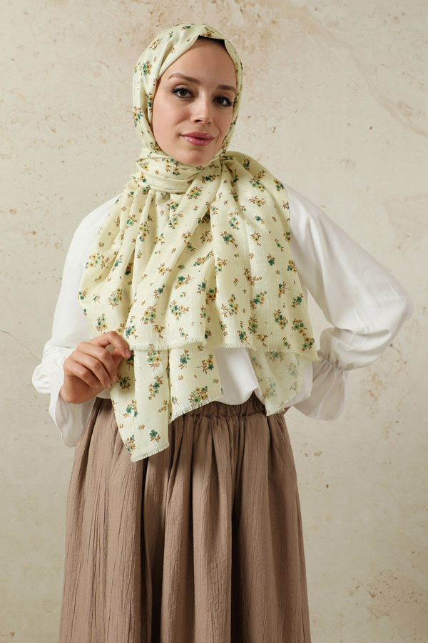 Lotus Desenli Şal Yeşil - 3