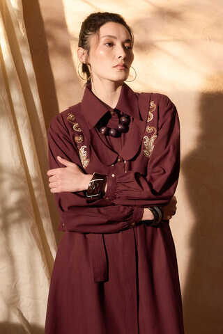 Manas Yelekli Elbise Takım Bordo - 6