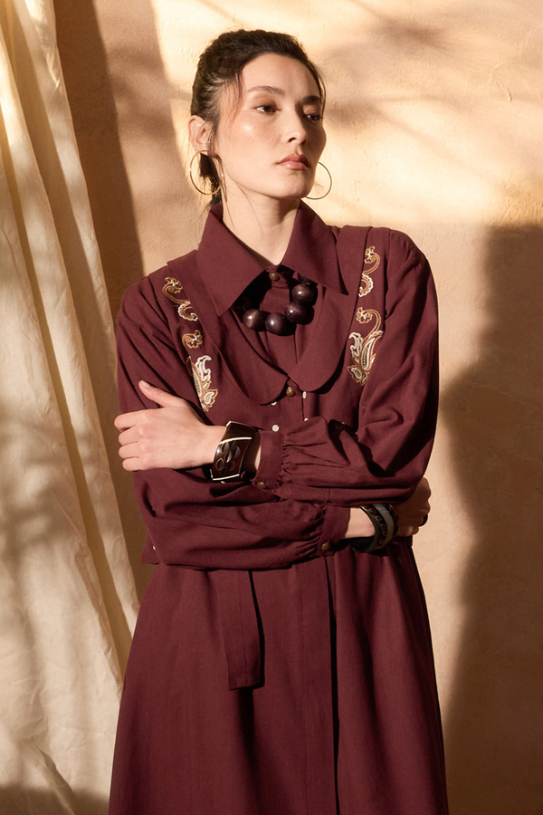 Manas Yelekli Elbise Takım Bordo - 6