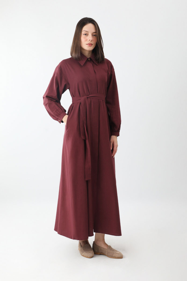 Manas Yelekli Elbise Takım Bordo - 10