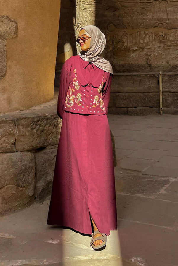 Manas Yelekli Elbise Takım Bordo 