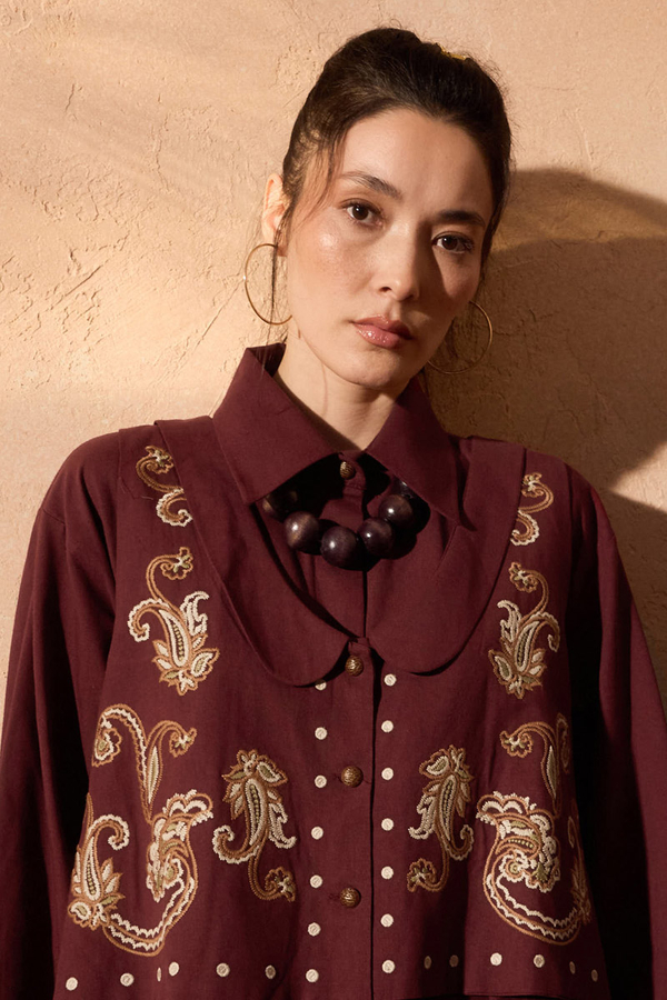 Manas Yelekli Elbise Takım Bordo - 4