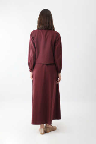 Manas Yelekli Elbise Takım Bordo - 16