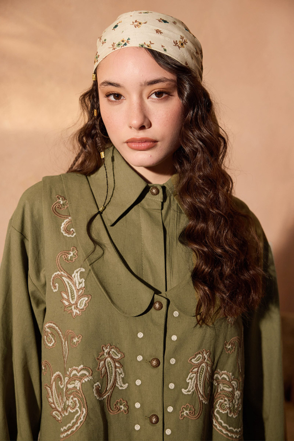 Manas Yelekli Elbise Takım Haki - 7