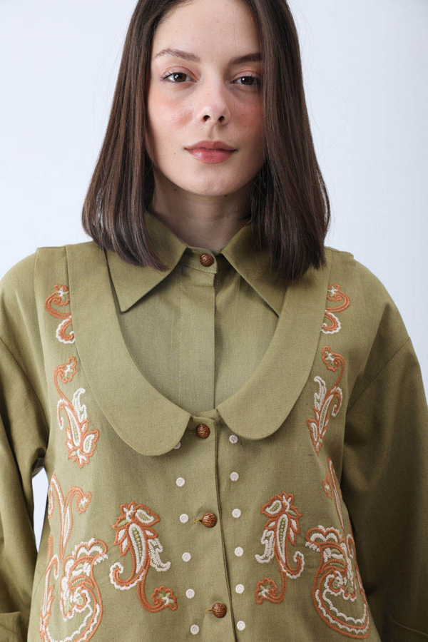 Manas Yelekli Elbise Takım Haki - 19