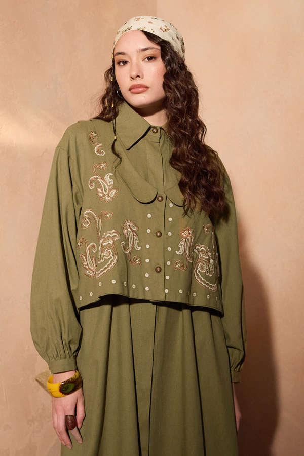 Manas Yelekli Elbise Takım Haki - 2