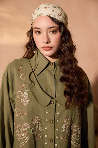 Manas Yelekli Elbise Takım Haki - 7