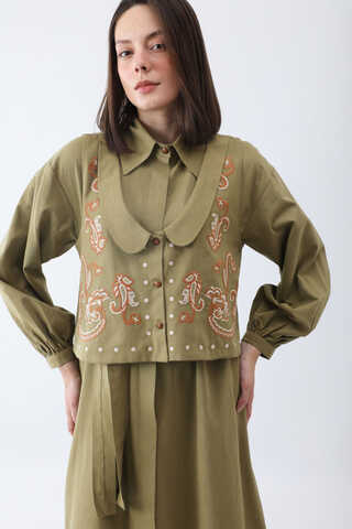 Manas Yelekli Elbise Takım Haki - 17