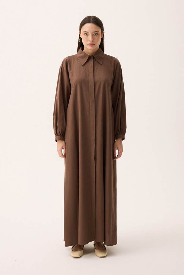 Manas Yelekli Elbise Takım Kahverengi - 6