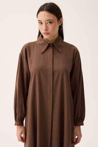 Manas Yelekli Elbise Takım Kahverengi - 4