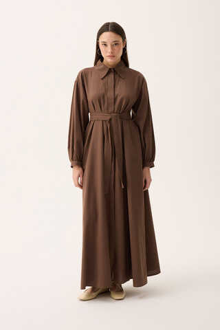 Manas Yelekli Elbise Takım Kahverengi - 9