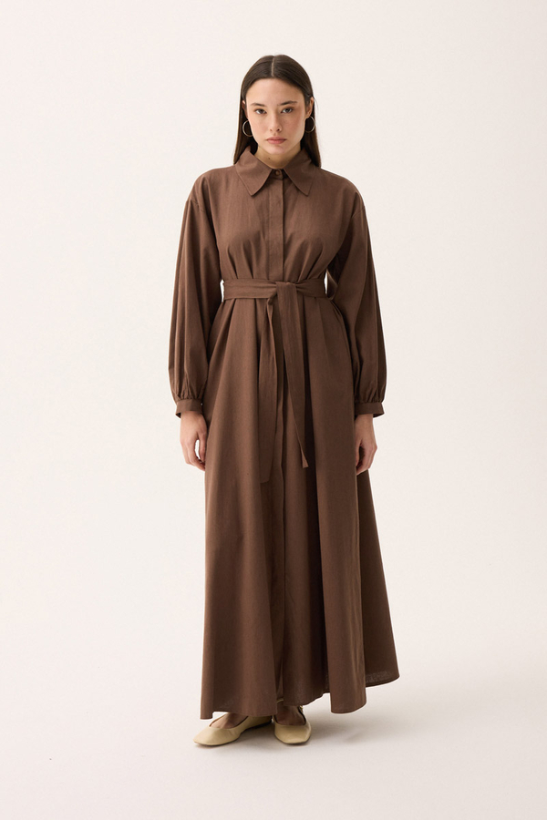 Manas Yelekli Elbise Takım Kahverengi - 9