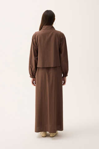 Manas Yelekli Elbise Takım Kahverengi - 12