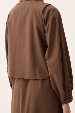 Manas Yelekli Elbise Takım Kahverengi - 13