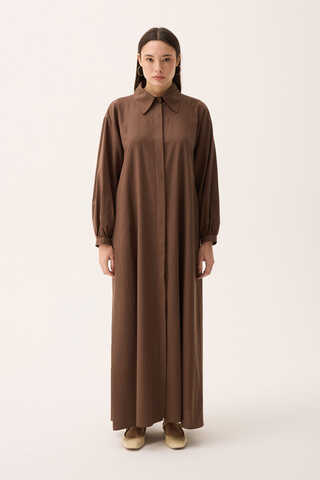 Manas Yelekli Elbise Takım Kahverengi - 6