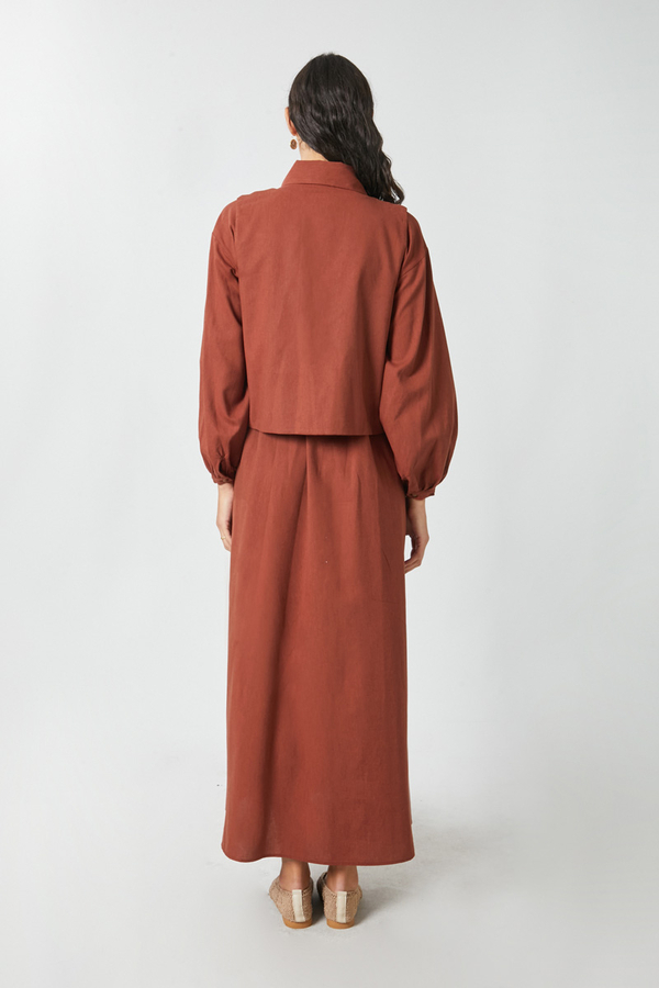 Manas Yelekli Elbise Takım Kiremit - 18