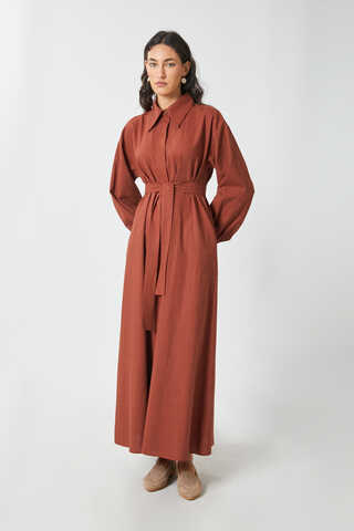 Manas Yelekli Elbise Takım Kiremit - 6