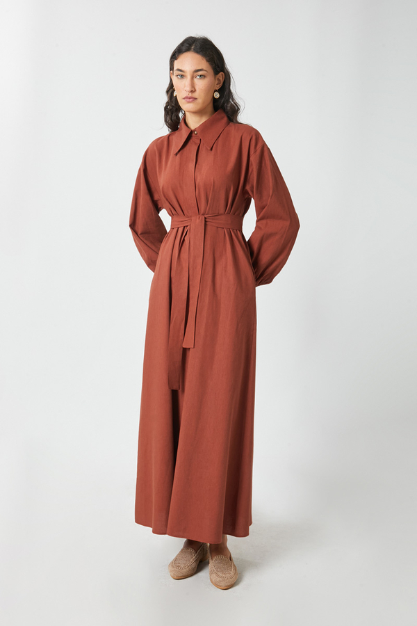 Manas Yelekli Elbise Takım Kiremit - 6