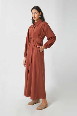 Manas Yelekli Elbise Takım Kiremit - 7