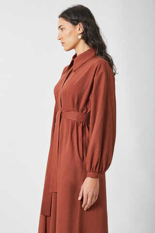 Manas Yelekli Elbise Takım Kiremit - 15