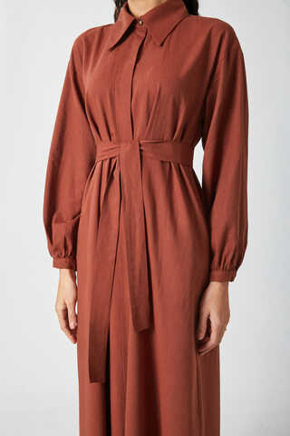 Manas Yelekli Elbise Takım Kiremit - 8