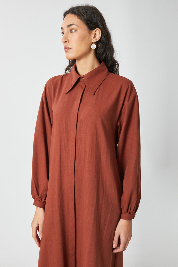 Manas Yelekli Elbise Takım Kiremit - 17