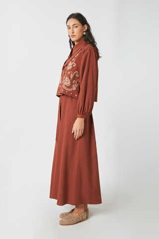 Manas Yelekli Elbise Takım Kiremit - 12