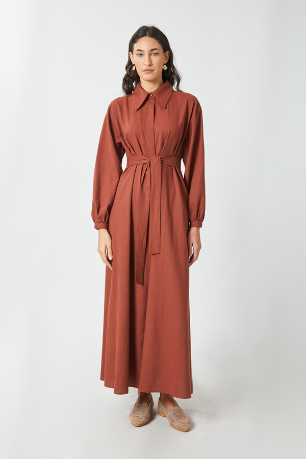 Manas Yelekli Elbise Takım Kiremit - 4