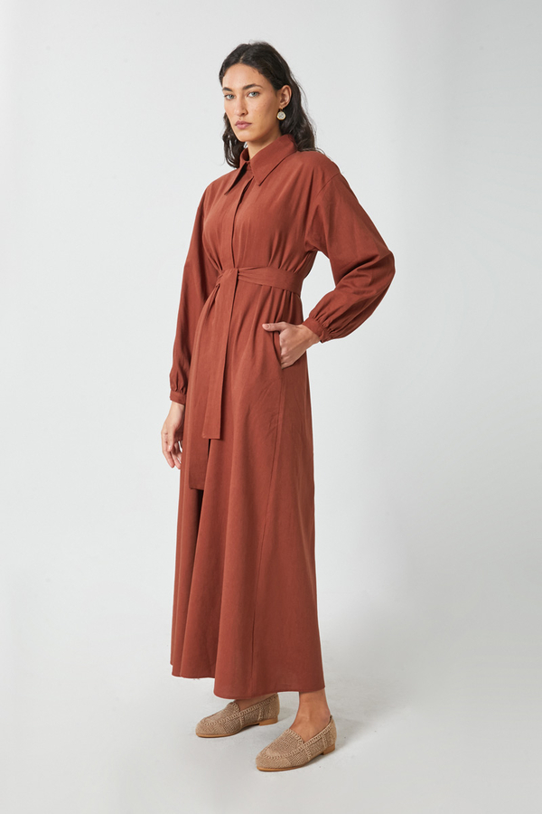 Manas Yelekli Elbise Takım Kiremit - 7