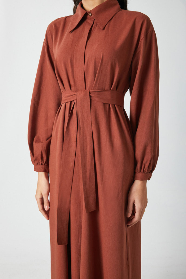 Manas Yelekli Elbise Takım Kiremit - 8