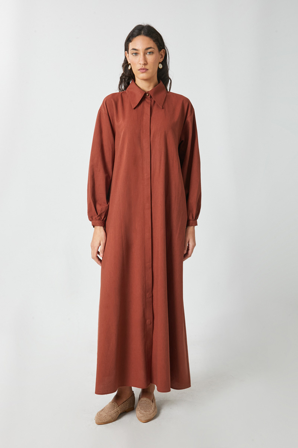 Manas Yelekli Elbise Takım Kiremit - 16