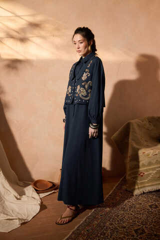 Manas Yelekli Elbise Takım Lacivert - 7