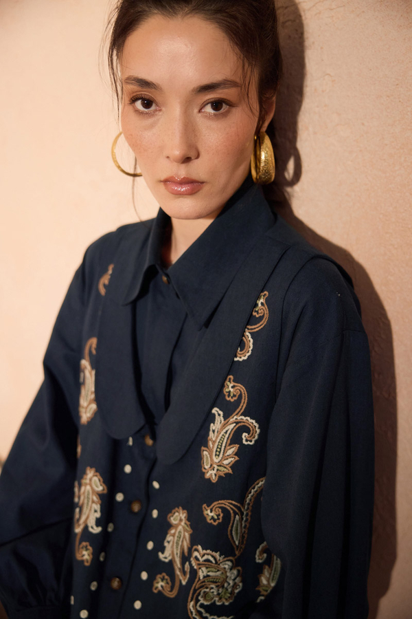 Manas Yelekli Elbise Takım Lacivert - 9