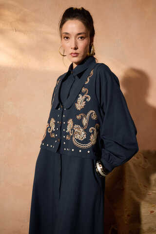 Manas Yelekli Elbise Takım Lacivert - 8