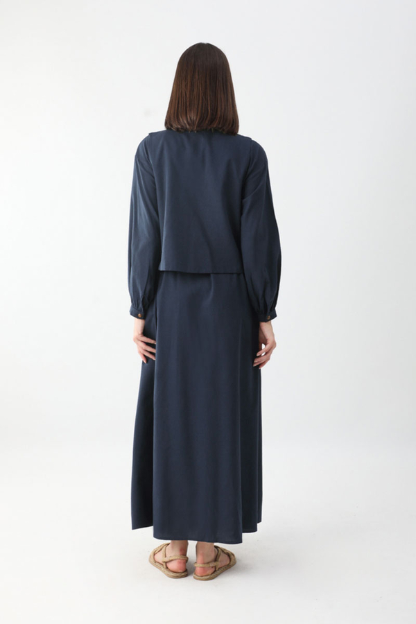 Manas Yelekli Elbise Takım Lacivert - 19