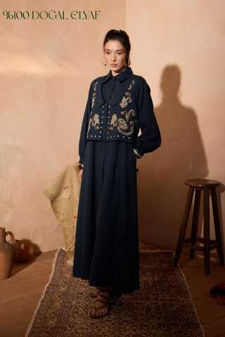 Manas Yelekli Elbise Takım Lacivert - 1