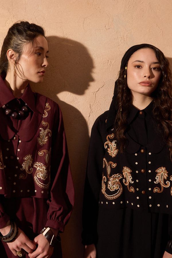 Manas Yelekli Elbise Takım Siyah - 3